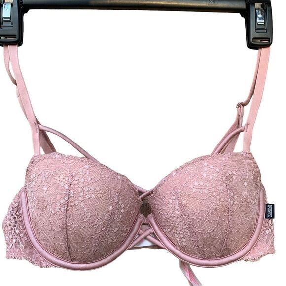 Victoria’s Secret PINK Date Push Up Bra Mauve Pink Lace size 32C - Picture 1 of 9